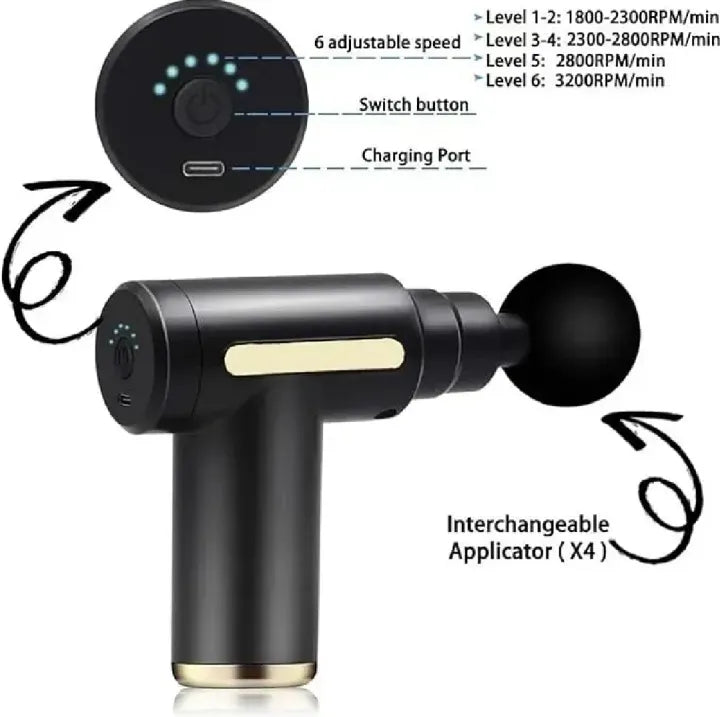 Powerful Deep Tissue Massage Gun – Multiple Attachments & Adjustable Speed - Rechargeable Deep Tissue Massage Gun – Full Body Pain Relief & Muscle Recovery Massager in Pakistan - massager -massager machine
