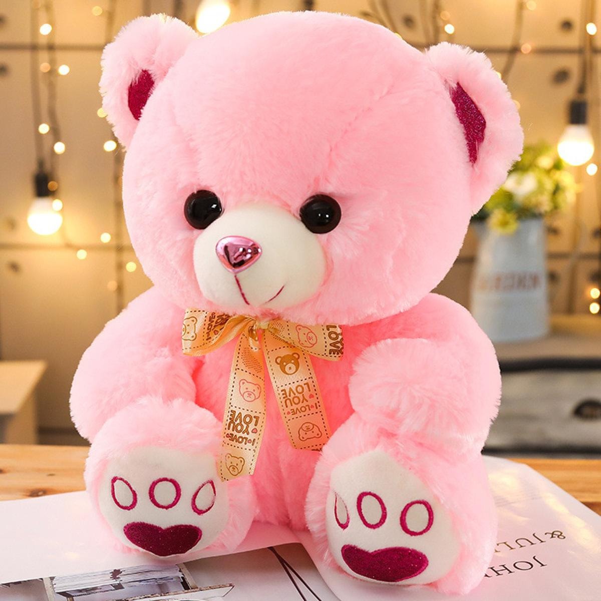 Cute Teddy Bear Stuffed Plush Toy for Girls Gift Soft Blue Pink White Bear Dolls for Valentine Christmas